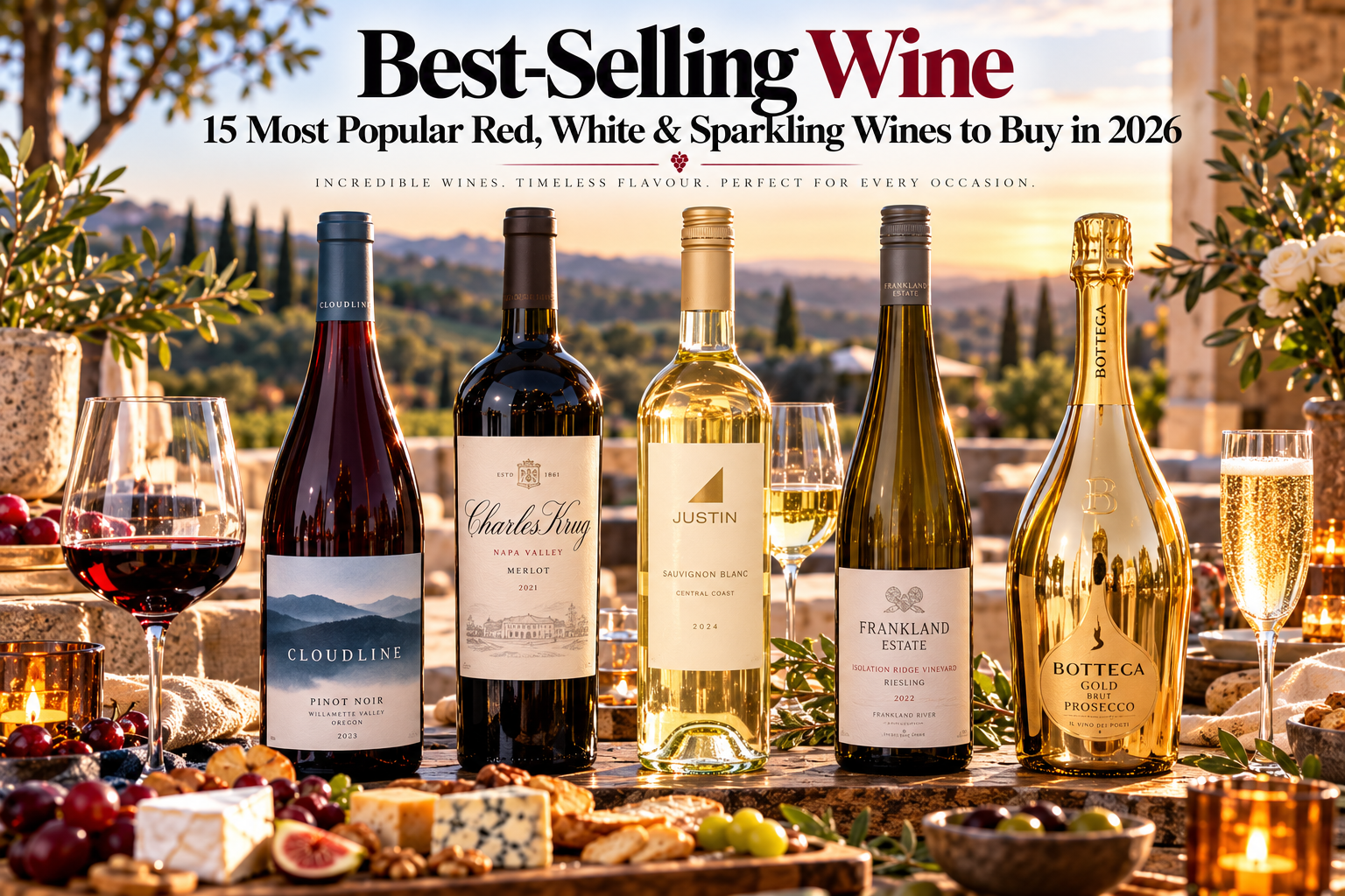 Best-Selling Wine: 15 Most Popular Red, White & Sparkling Wines to Buy in 2026