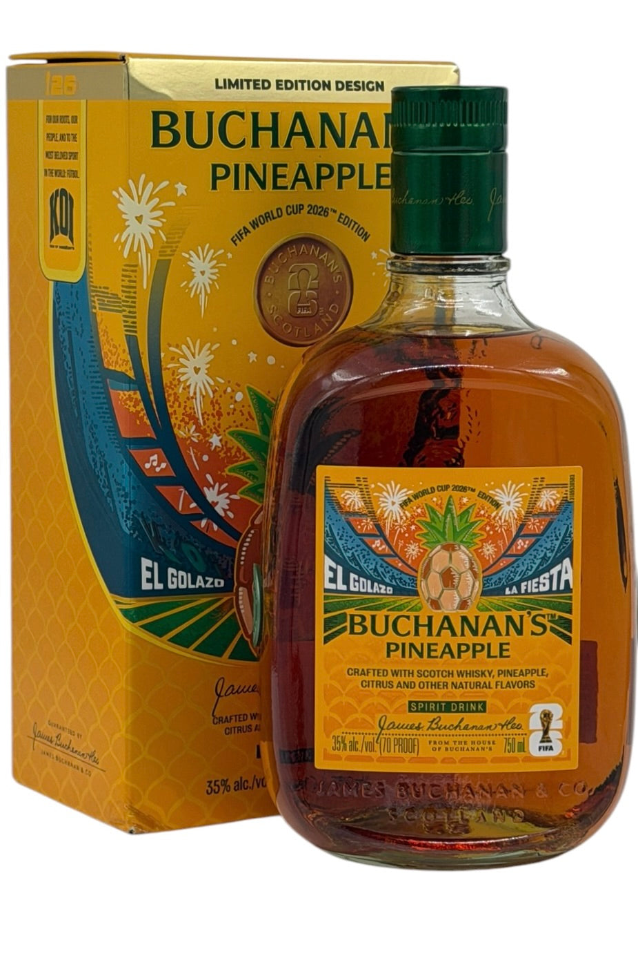 Buchanan 12 Yr FIFA-Themed Scotch Whisky Plus Pineapple! Set of 4, 4 x 750 ml