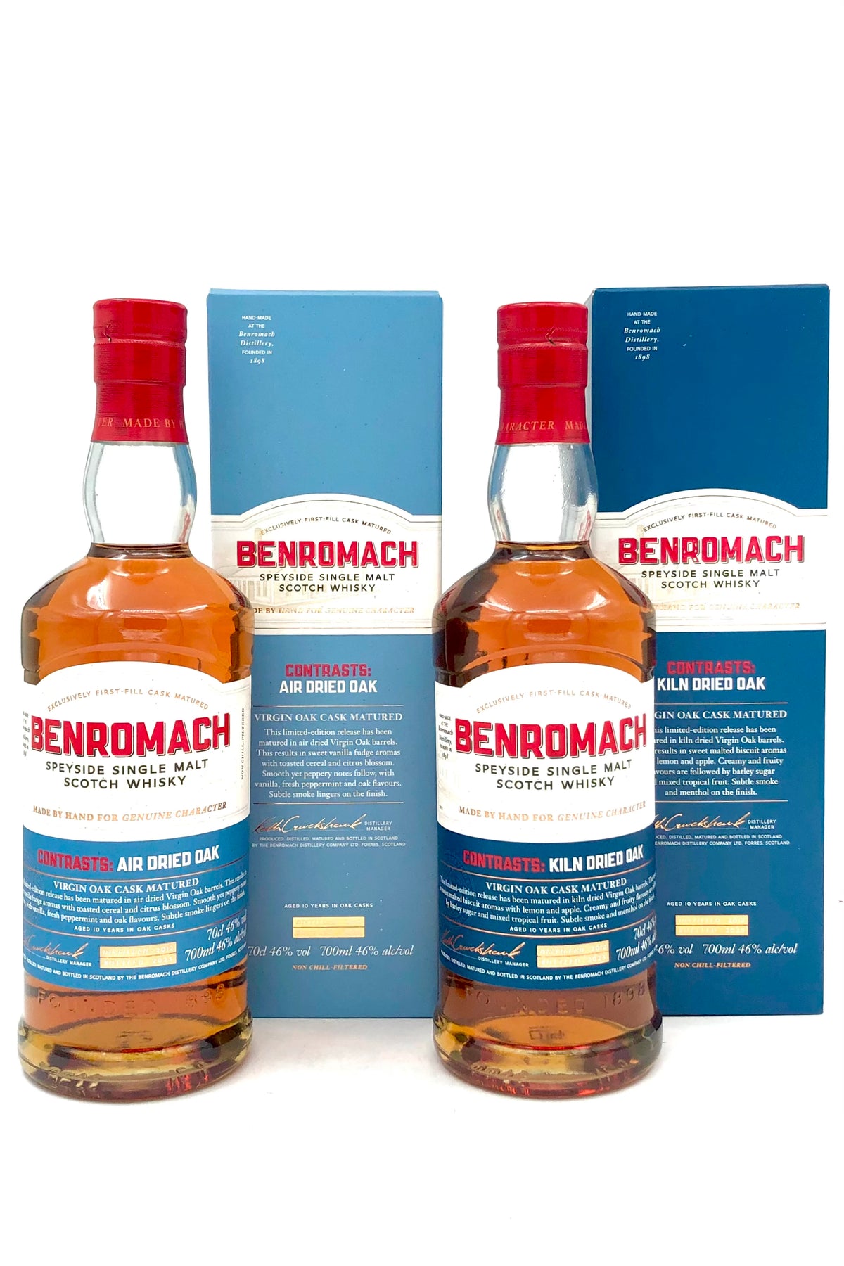 Benromach &quot;Contrasts: Air Dried Oak vs Kiln Dried Oak&quot; 2 Bottle Set Single Malt Scotch Whisky