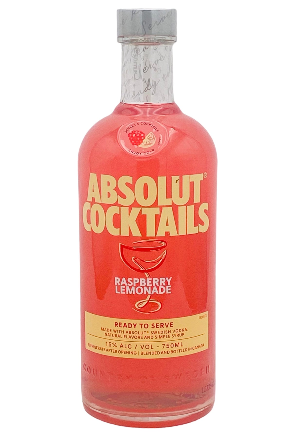 Absolut Cocktails Vodka Raspberry Lemonade &quot;Ready to Serve&quot; RTD 750 ml