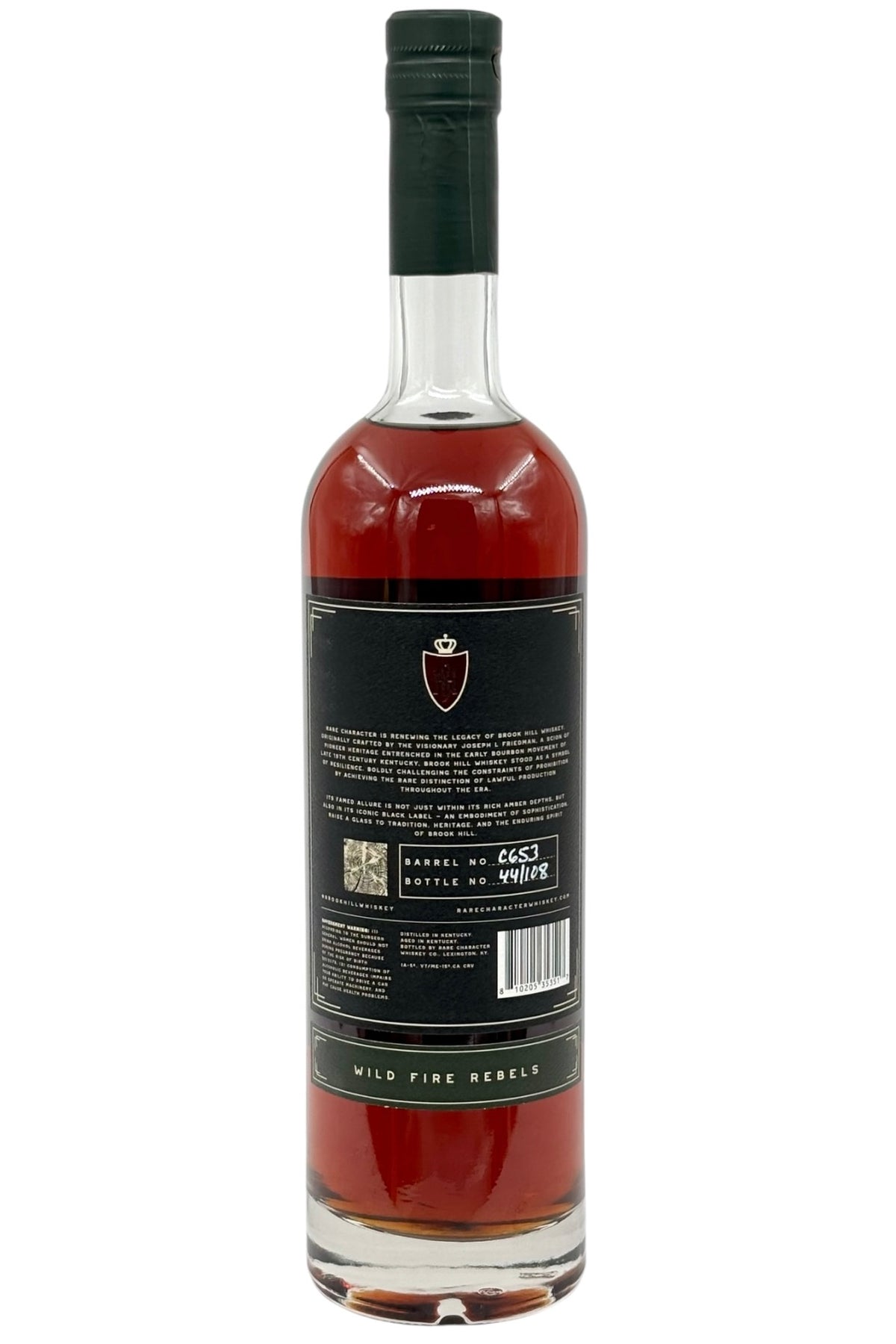 Rare Character Brook Hill 10 Year Old "Wild Fire Rebels" Single Barrel Kentucky Straight Rye Whiskey — Barrel C653 750ml