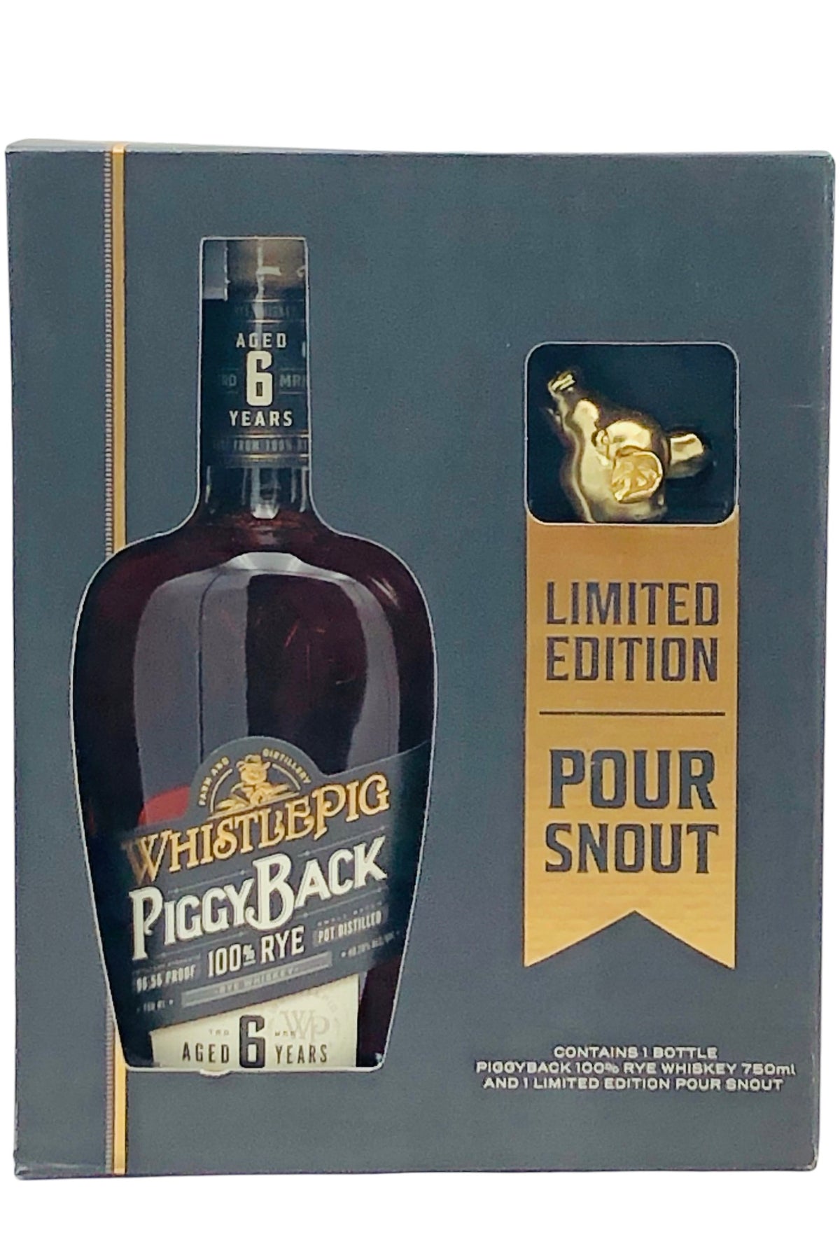 WhistlePig Piggyback 6 Years Old 100% Rye Whiskey with Pour Spout!