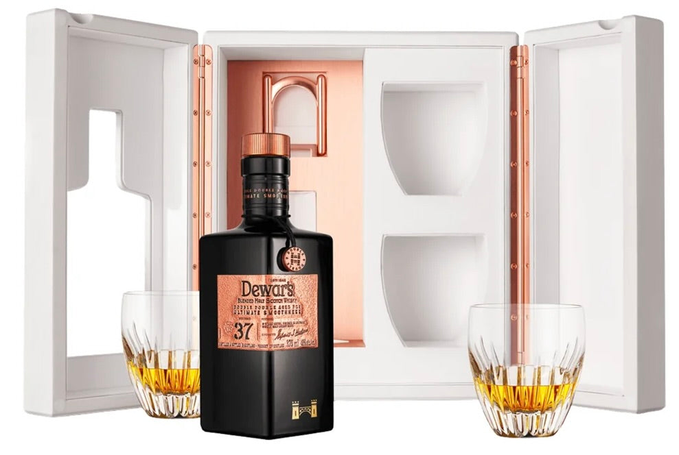 Dewar's Double Double 37 Year Old Blended Malt Scotch Whisky with 2 Baccarat Glasses 375ml