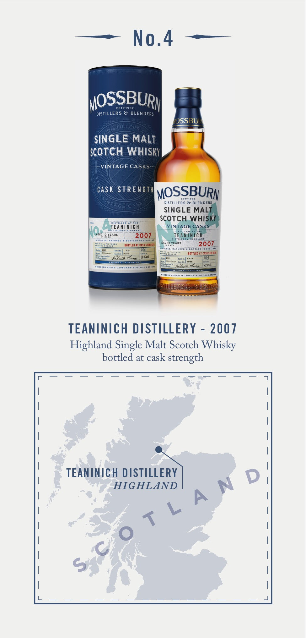 Teaninich 10 Years Old No. 4 Cask Strength Scotch Whisky by Mossburn Distillers