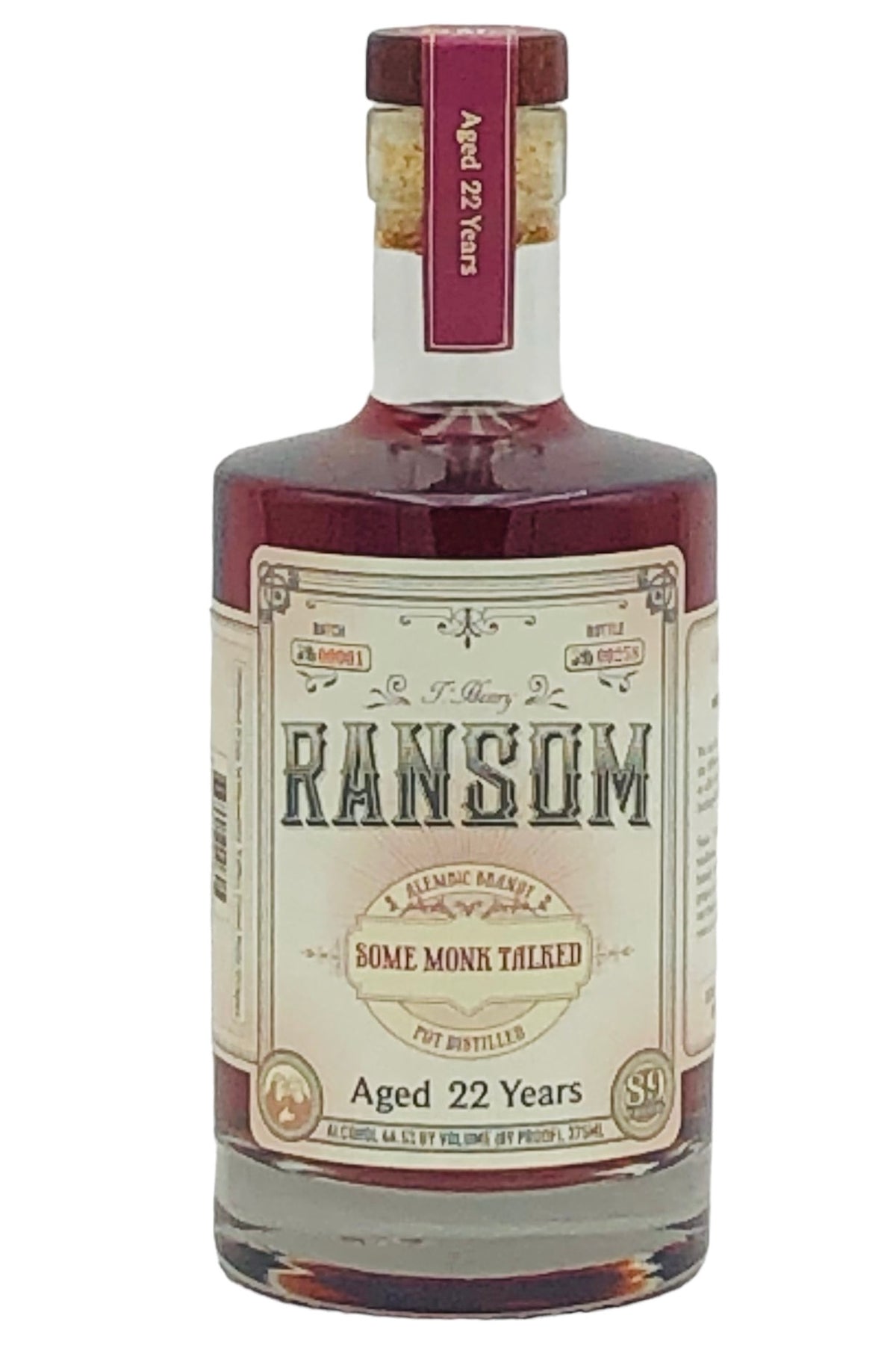 Ransom 22 Year Old &quot;Some Monk Talked&quot; Pinot Noir Alembic Pot Distilled Oregon Brandy 375 ml