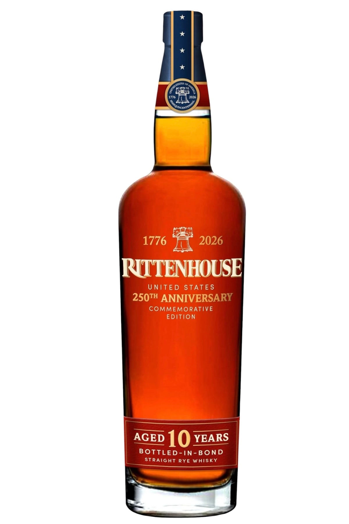 Rittenhouse 250th Anniversary 10 Year Old Bottled in Bond Straight Rye Whiskey 100 Proof 750ml