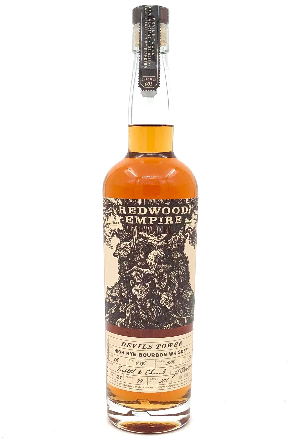 Redwood Empire Devil&#39;s Tower High Rye Bourbon Whiskey