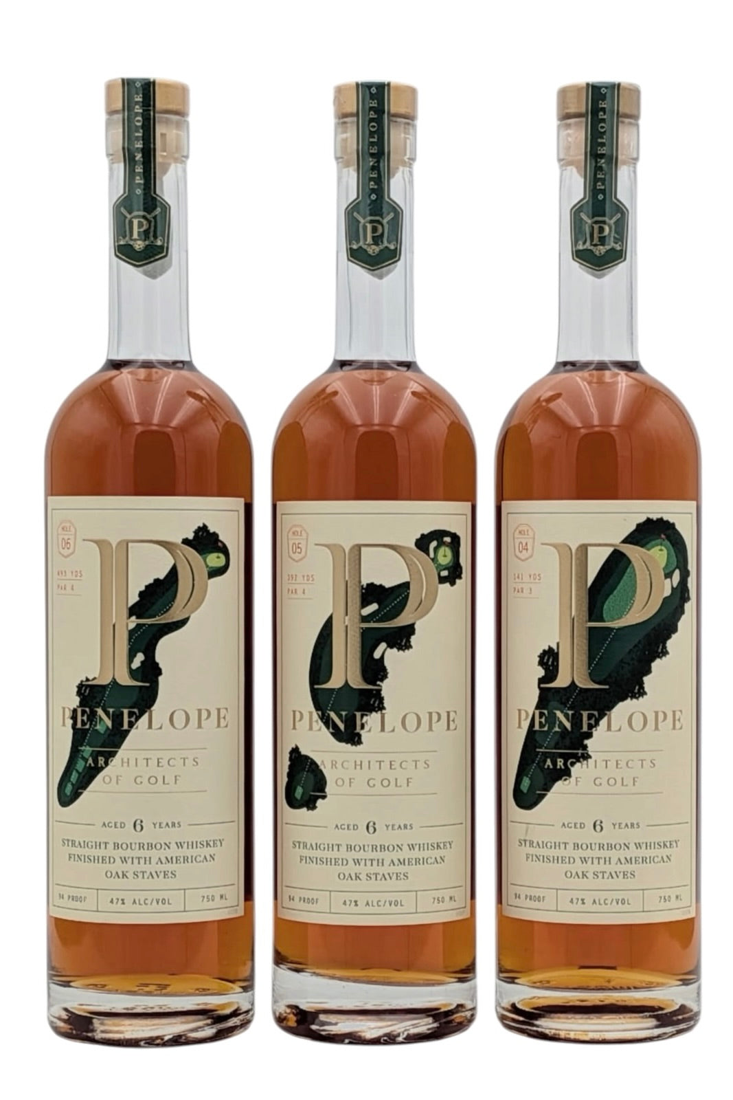 Penelope Bourbon Architects of Golf Complete 3-Bottle Collection | Hole 4, 5 & 6 Kentucky Straight Bourbon Whiskey | 3 x 750ml