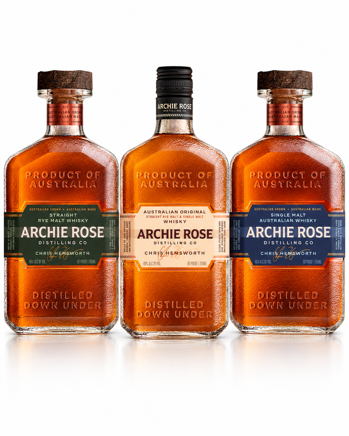 Archie Rose Australian Whisky Trio — Original, Single Malt & Straight Rye Malt (3 x 750ml)