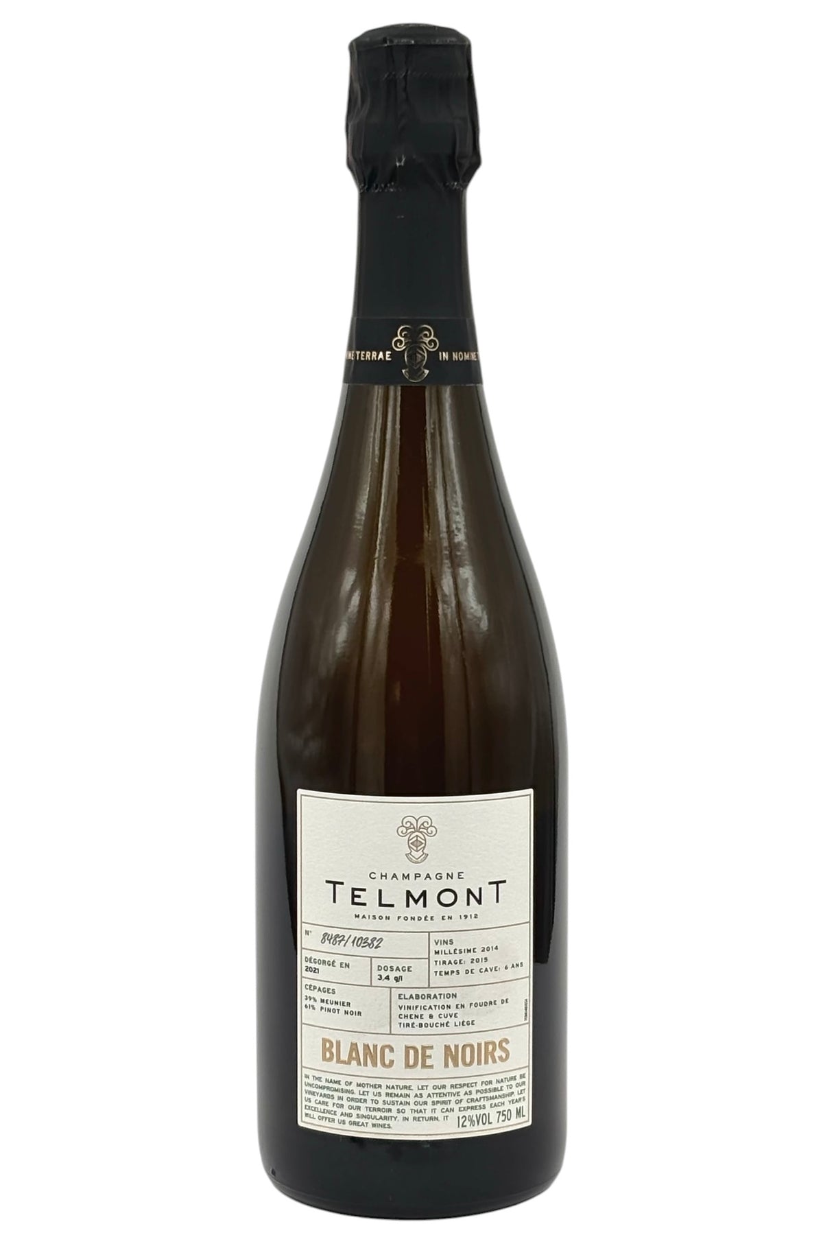 Telmont Blanc de Noirs Vintage 2014 Brut Champagne – Organic Estate, Pinot Noir–Driven