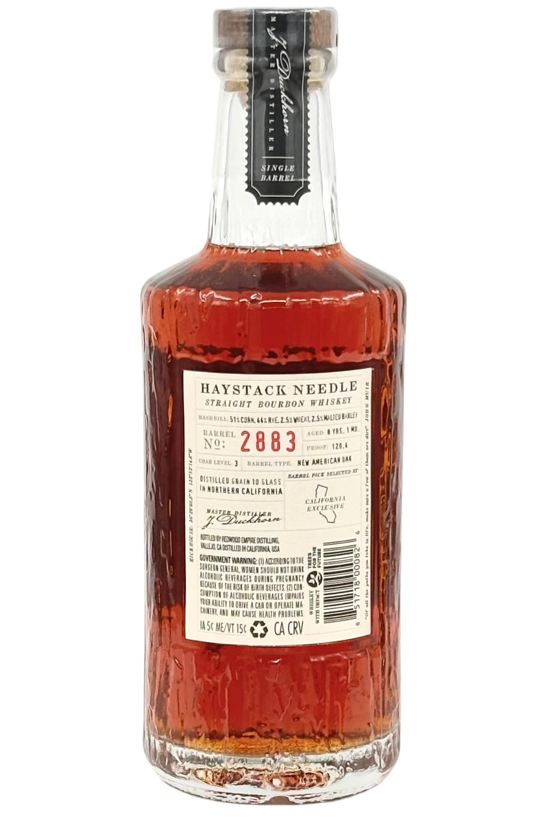 Redwood Empire Haystack Needle Single Barrel #2883 8 Year Old Bourbon Whiskey