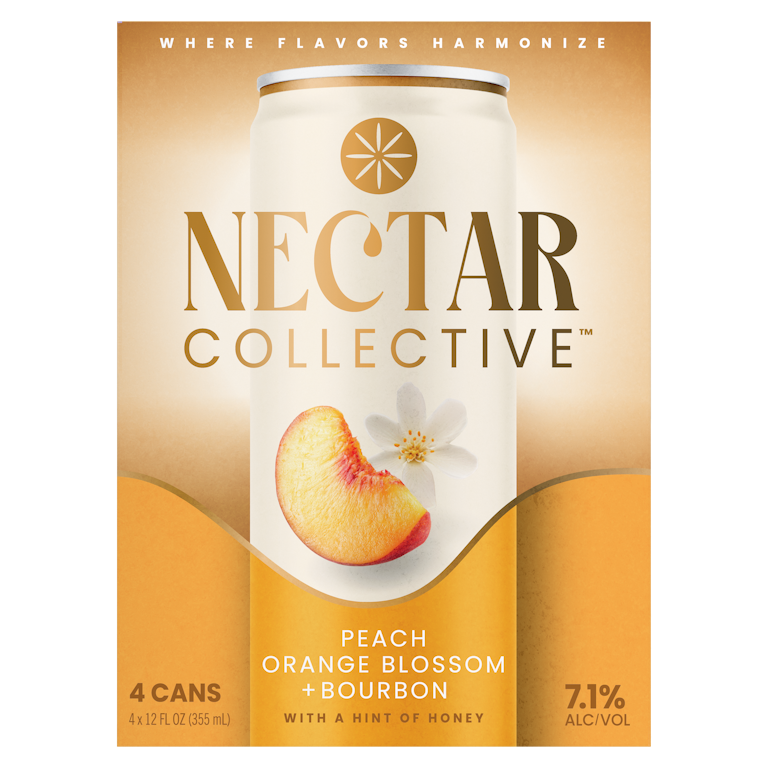 Nectar Collective Peach Orange Blossom + Bourbon Sparkling Cocktail 7.1% ABV 4-Pack Cans