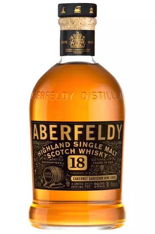 Aberfeldy 18 Year Old Napa Valley Cabernet Sauvignon Cask Finish Highland Single Malt Scotch Whisky 750ml