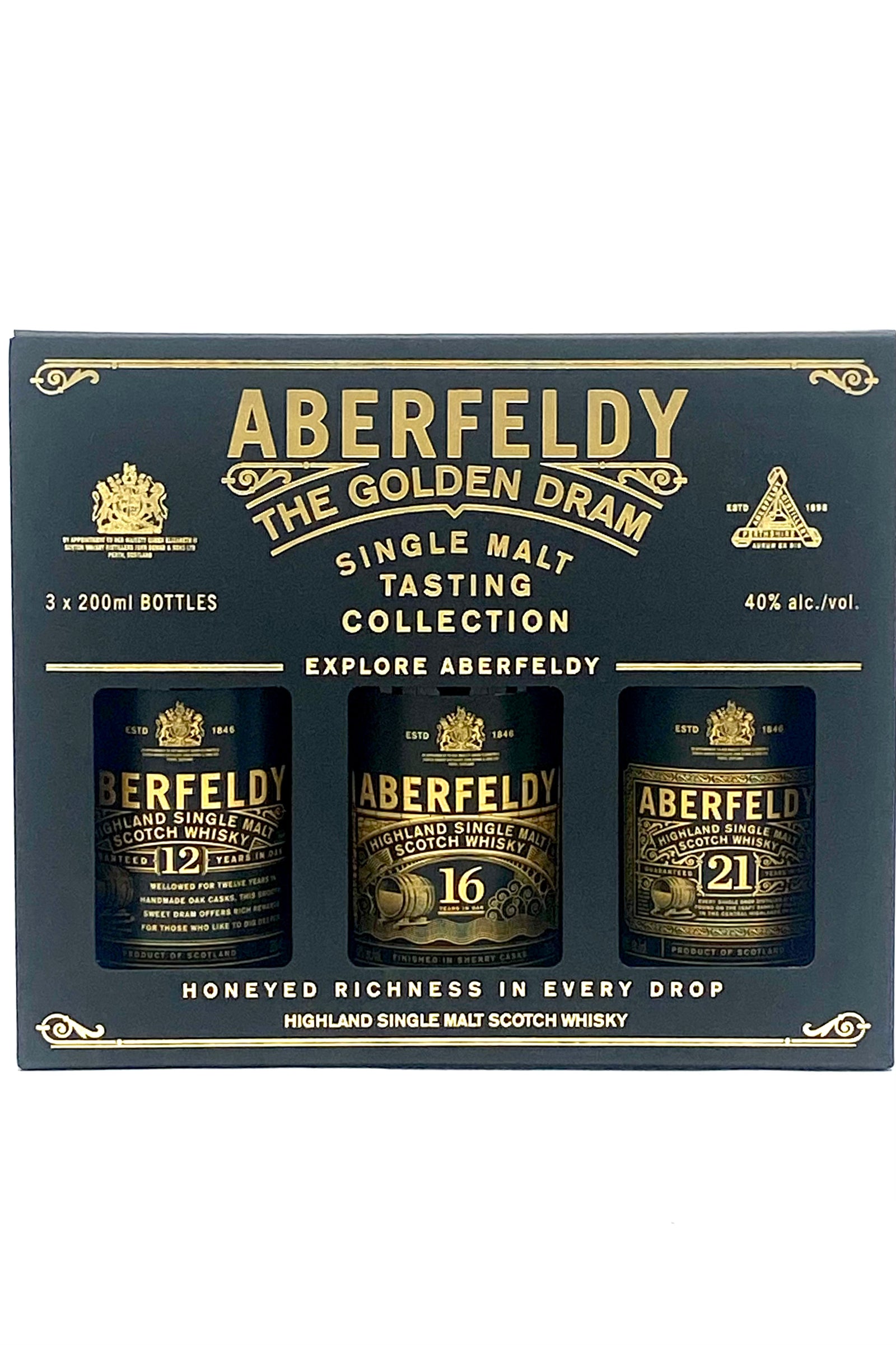 Aberfeldy "The Golden Dram" Tasting Kit Scotch Whisky 3 x 200 ml