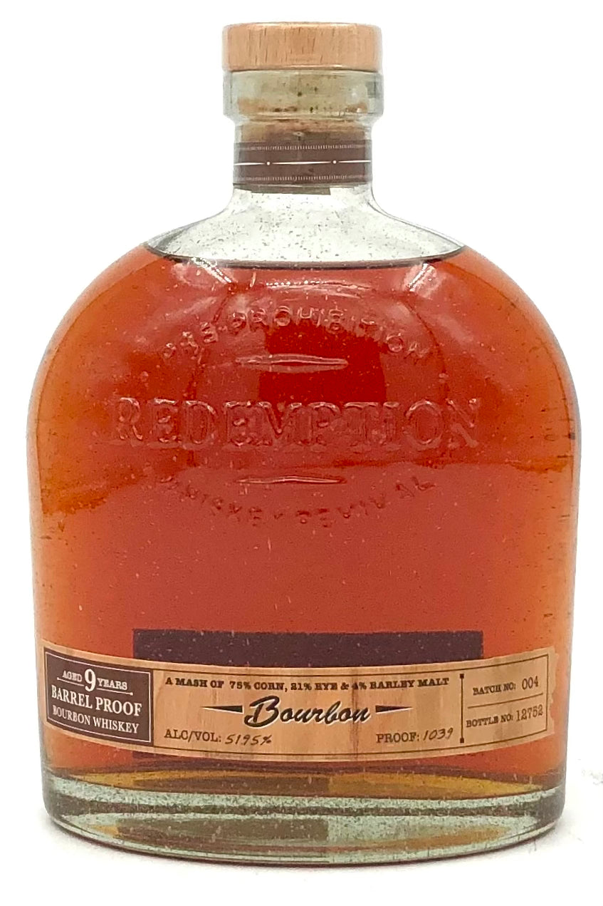 Redemption Barrel Proof 9 Years Old Straight Bourbon Whiskey