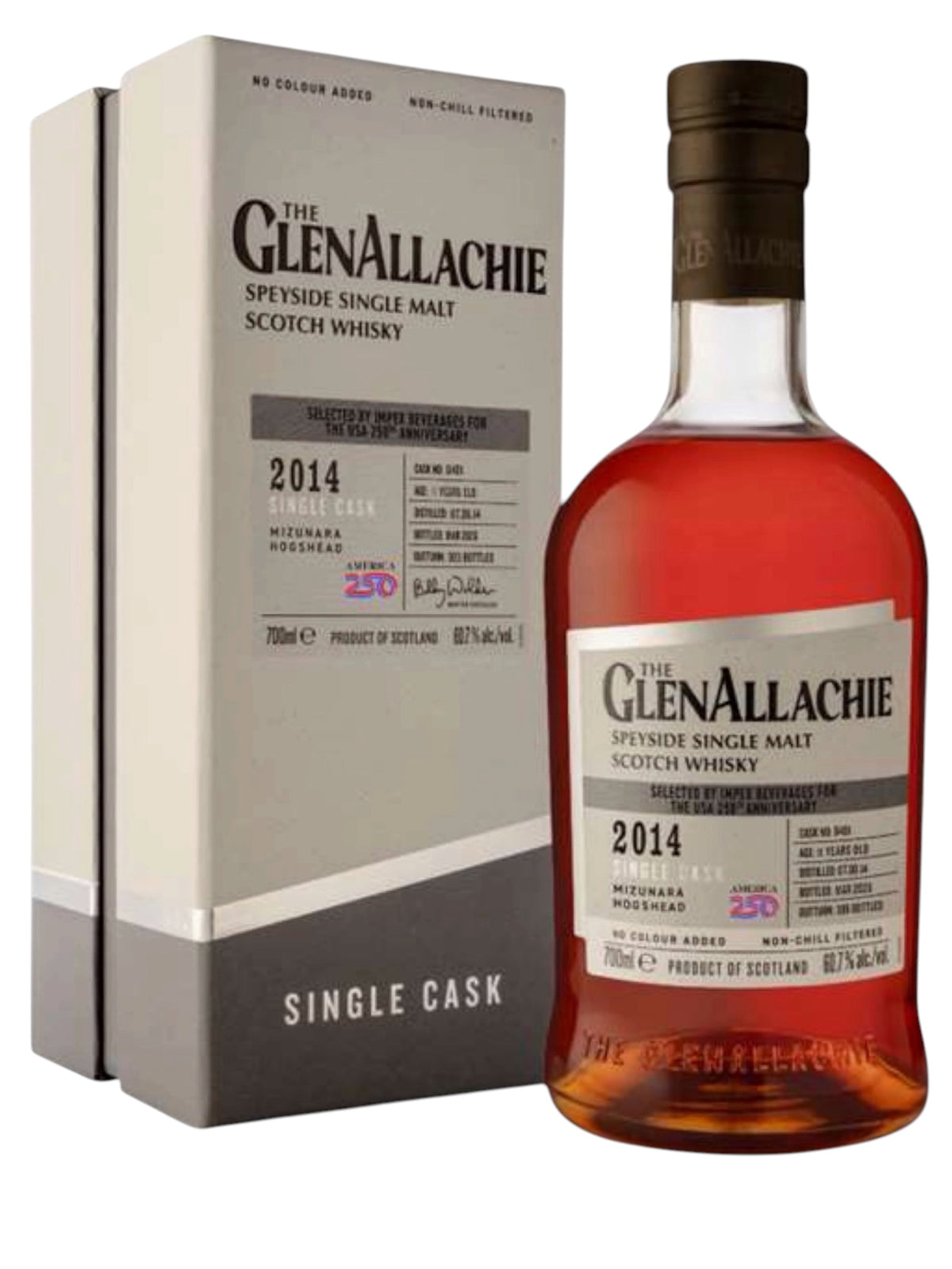 GlenAllachie 2014 11 Year Old Mizunara Single Cask 8481 Cask Strength Speyside Single Malt Scotch Whisky 700ml