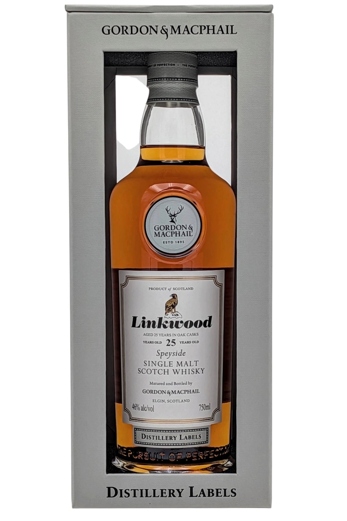 Gordon & MacPhail Linkwood 25 Year Old Distillery Labels Speyside Single Malt Scotch Whisky Refill Sherry Cask 43% ABV 750ml
