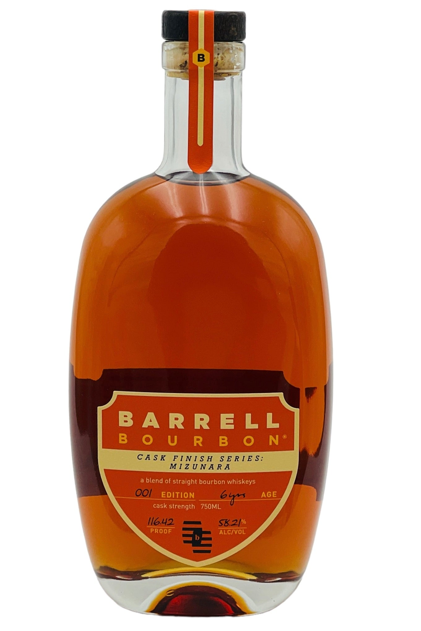 Barrell Bourbon Cask Finish Series Mizunara Indiana Kentucky Tennessee Six Mash Bills Japanese Mizunara Oak 18 Months 76% Corn 20% Rye 6-14 Year Wine Enthusiast 95 Points 116.42 Proof 58.21% ABV 750ml