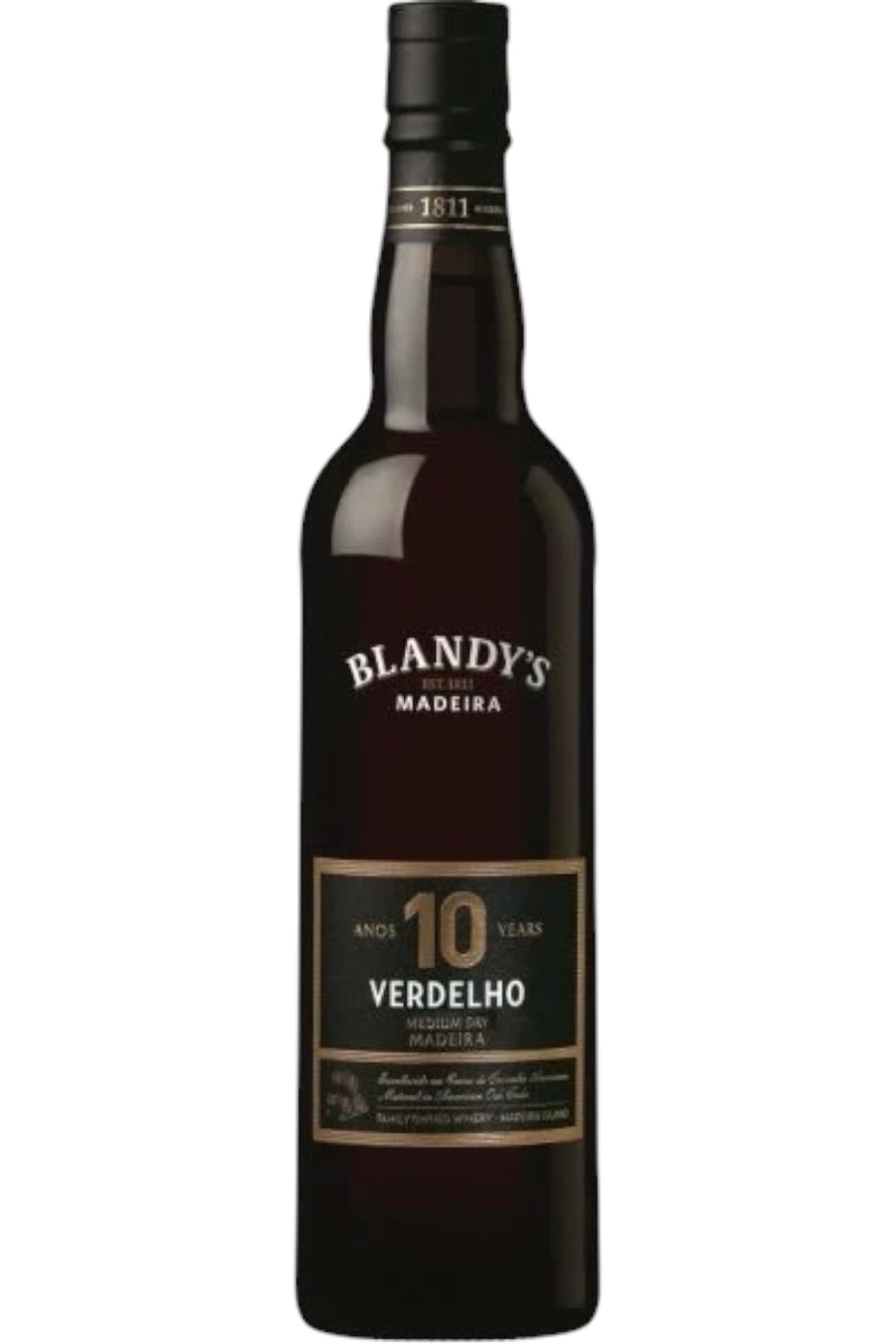 Blandys 10 Year Verdelho Medium Dry Madeira Fortified Wine Canteiro Aged Basalt Volcanic Island Portugal 90 Points Wine Advocate Wine Spectator 19% ABV 500ml