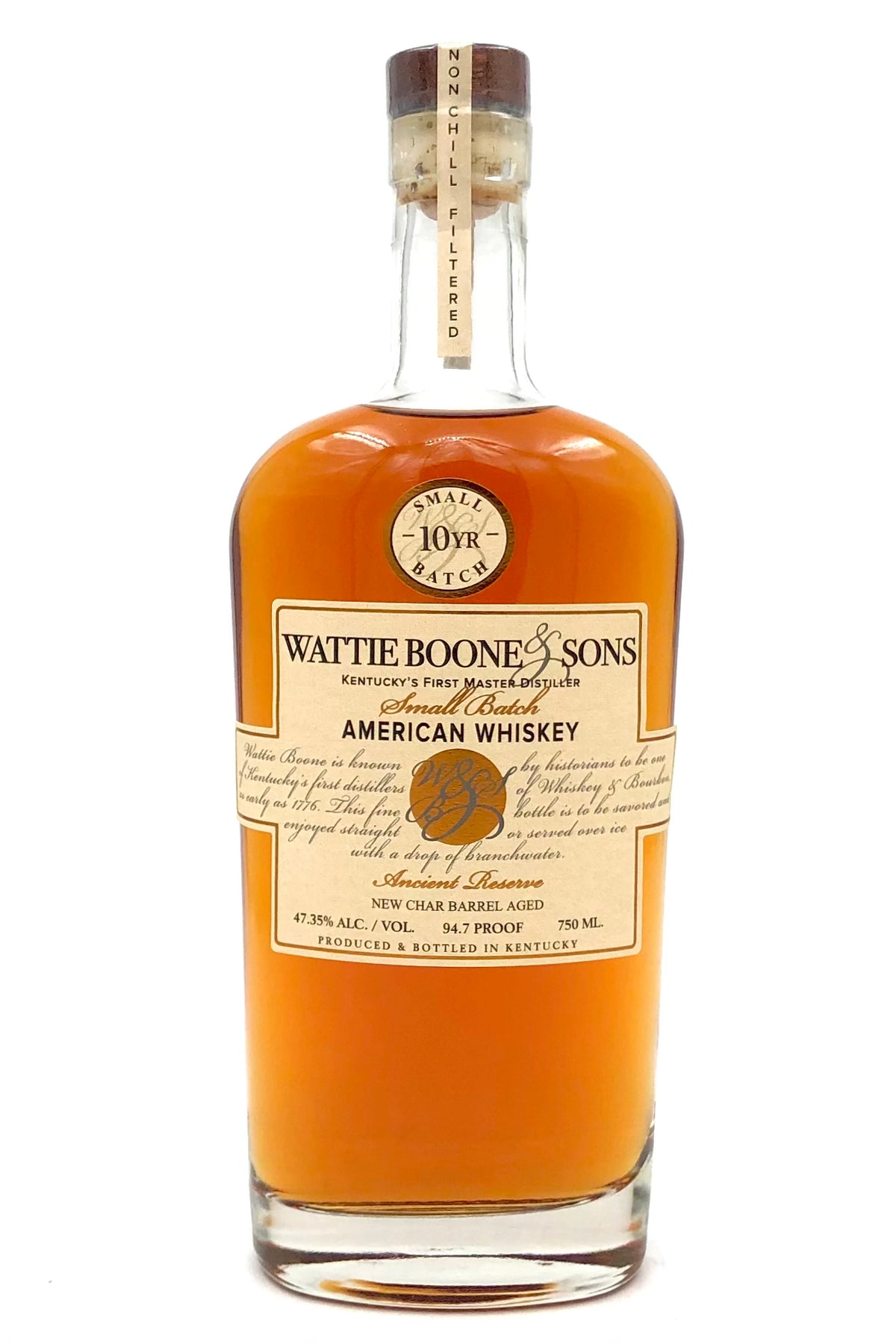 Wattie Boone &amp; Sons 10 Year Old Ancient Reserve American Whiskey