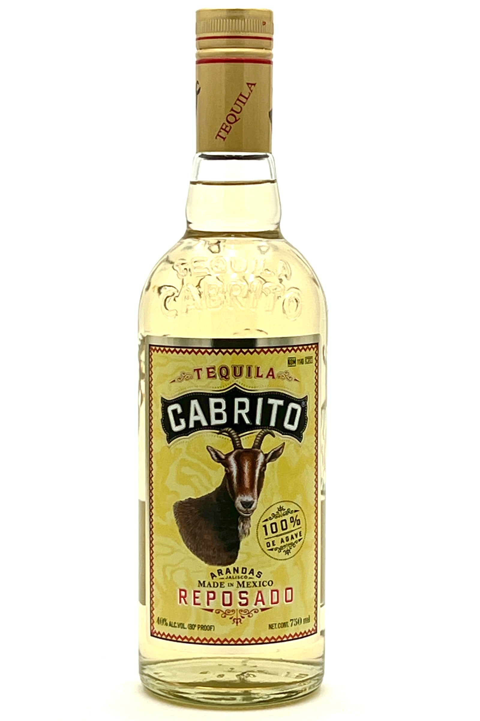 Cabrito Reposado Tequila 100% Blue Weber Agave Jalisco Highlands Casa Centinela NOM 1140 Arandas Stone Oven Roller Mill Double Distilled Old American Oak Silver SFWSC 2025 89 Points Tastings 40% ABV 80 Proof 750ml