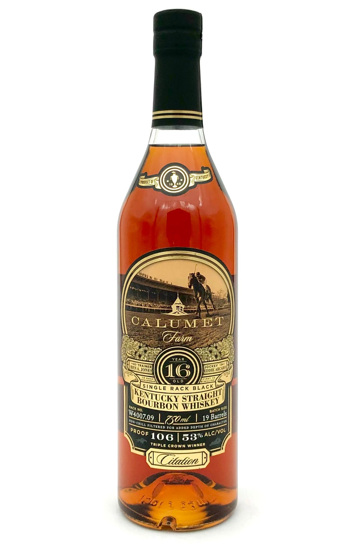 Calumet Farm "Citation" Single Rack Black 16 Year Old Bourbon Whiskey