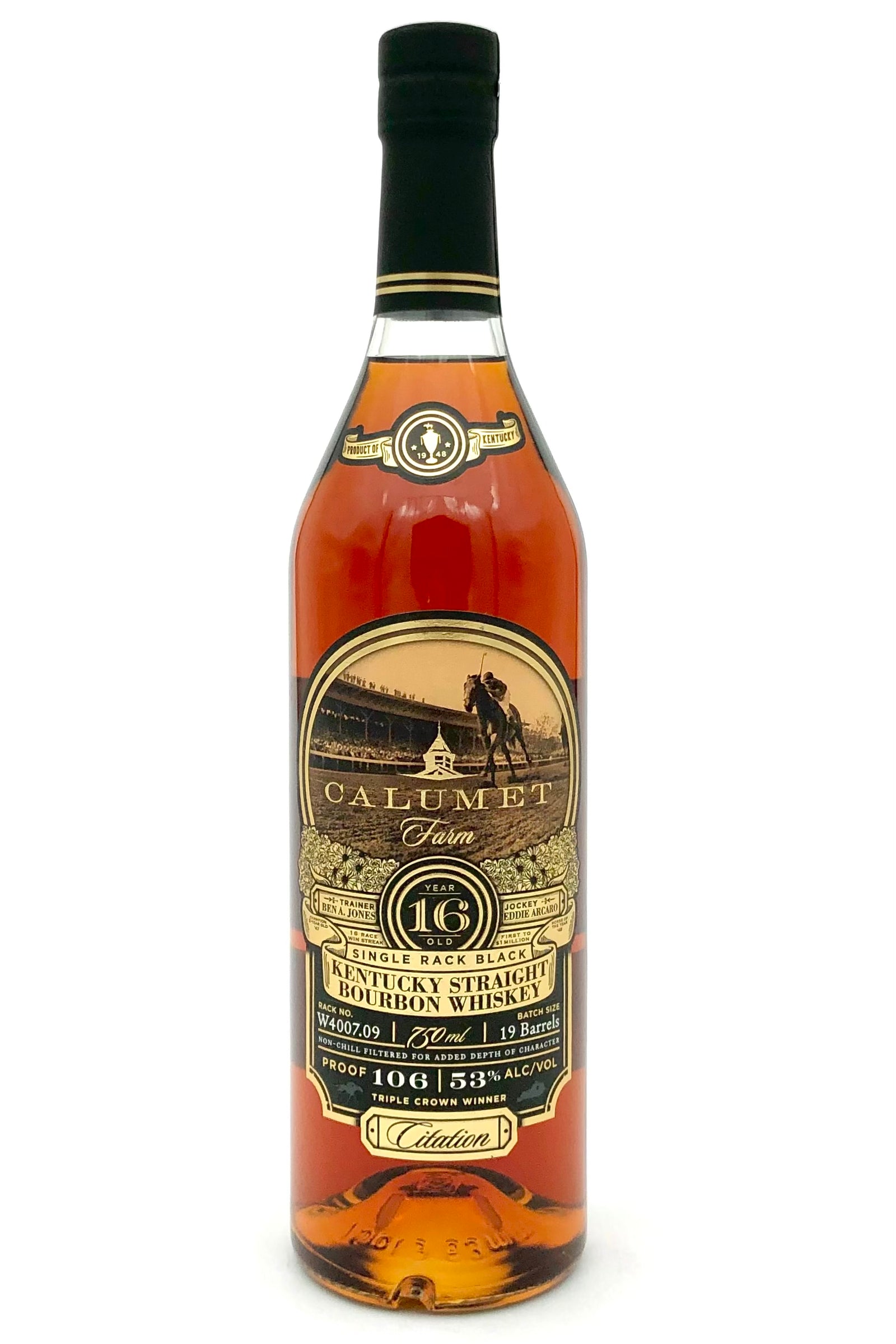 Calumet Farm "Citation" Single Rack Black 16 Year Old Bourbon Whiskey