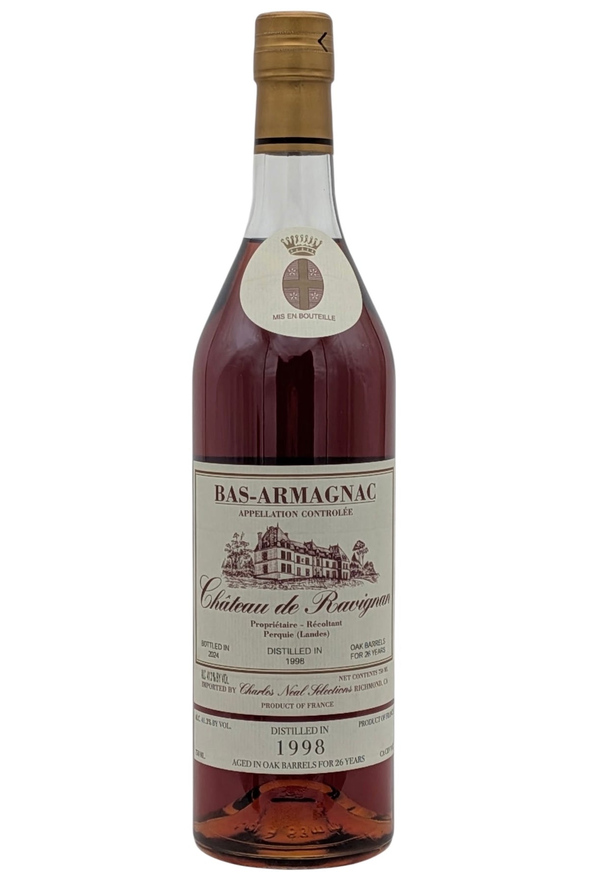 Chateau de Ravignan Vintage 1998 Aged for 26 Years Bas-Armagnac