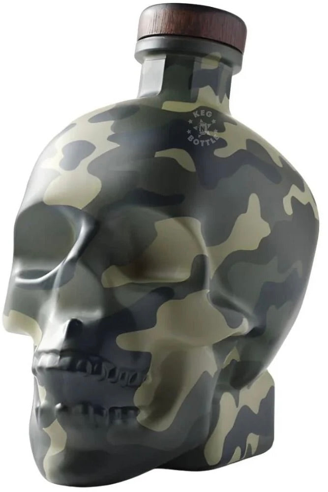Crystal Head Camo Limited Edition Vodka Canadian Corn Herkimer Diamond Filtered Collectible Camouflage Skull Bottle Veteran Charitable Mission No Additives 40% ABV 80 Proof 750ml