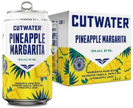Cutwater Pineapple Margarita can and box on a white background