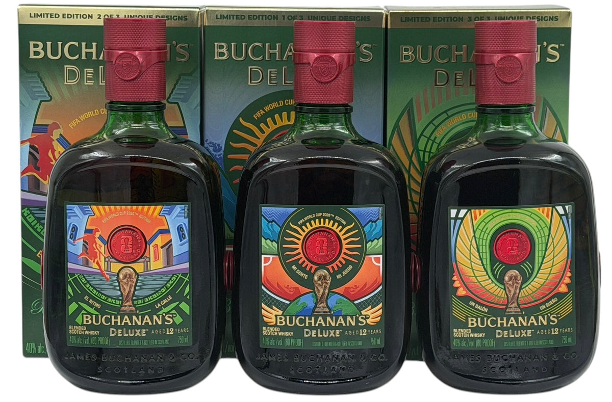 Buchanan 12 Yr FIFA-Themed Scotch Whisky Plus Pineapple! Set of 4, 4 x 750 ml