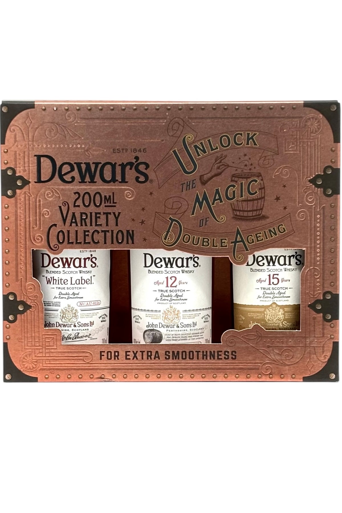 Dewar's Gift Set Scotch Whisky 3 x 200 ml White Label, 12 yr & 15 yr
