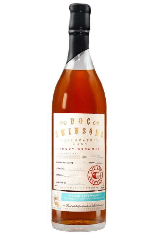 Doc Swinsons Funky Drummer Exploratory Cask Straight Rye Whiskey Finished in Jamaican Rum Casks 52.65% ABV 105.3 Proof 750ml
