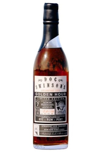Doc Swinsons Golden Hour Exploratory Cask Straight Rye Whiskey Finished in Port and Rum Casks 7 Year 98 Proof 49% ABV 750ml