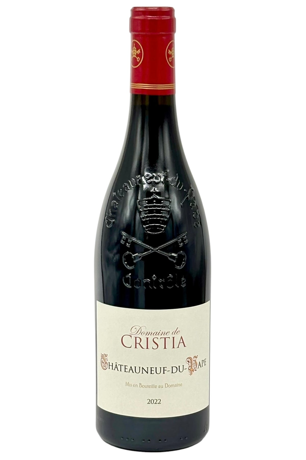 Domaine de Cristia 2022 Chateauneuf-du-Pape Classique 75% Grenache 15% Syrah 10% Mourvedre Sandy Soils Organic 92 Points Wine Advocate Southern Rhone France 750ml