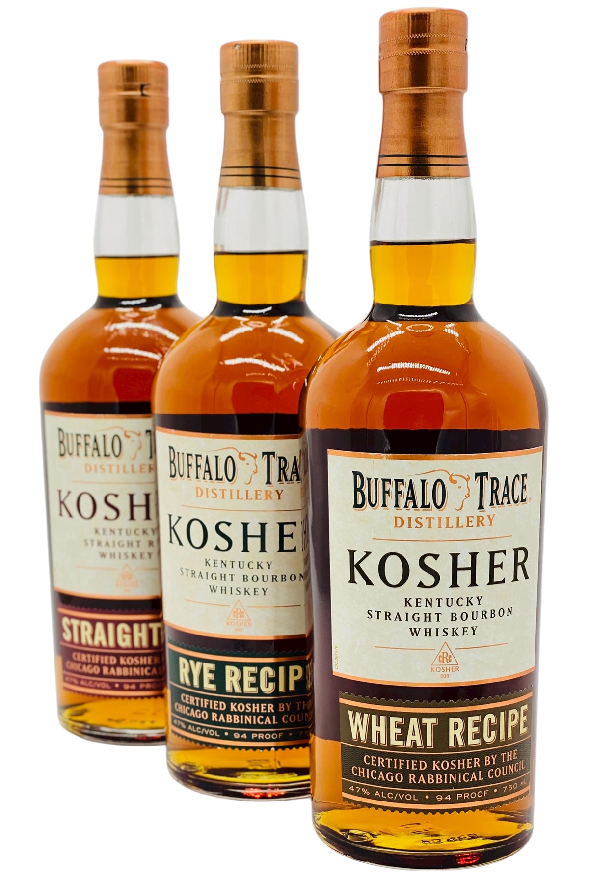 Buffalo Trace Kosher Whiskies, Rye & Bourbon! 3 x 750 ml