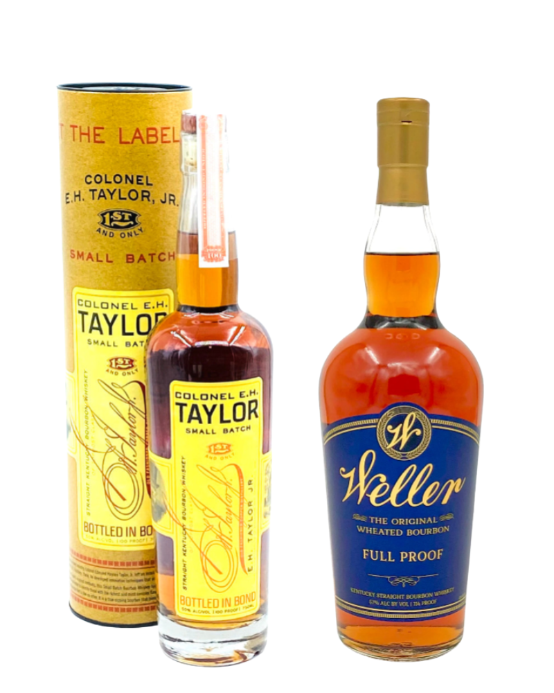 WL Weller Full Proof Wheated Bourbon Whiskey + Colonel EH Taylor Small Batch Bourbon Whiskey Bottled in Bond