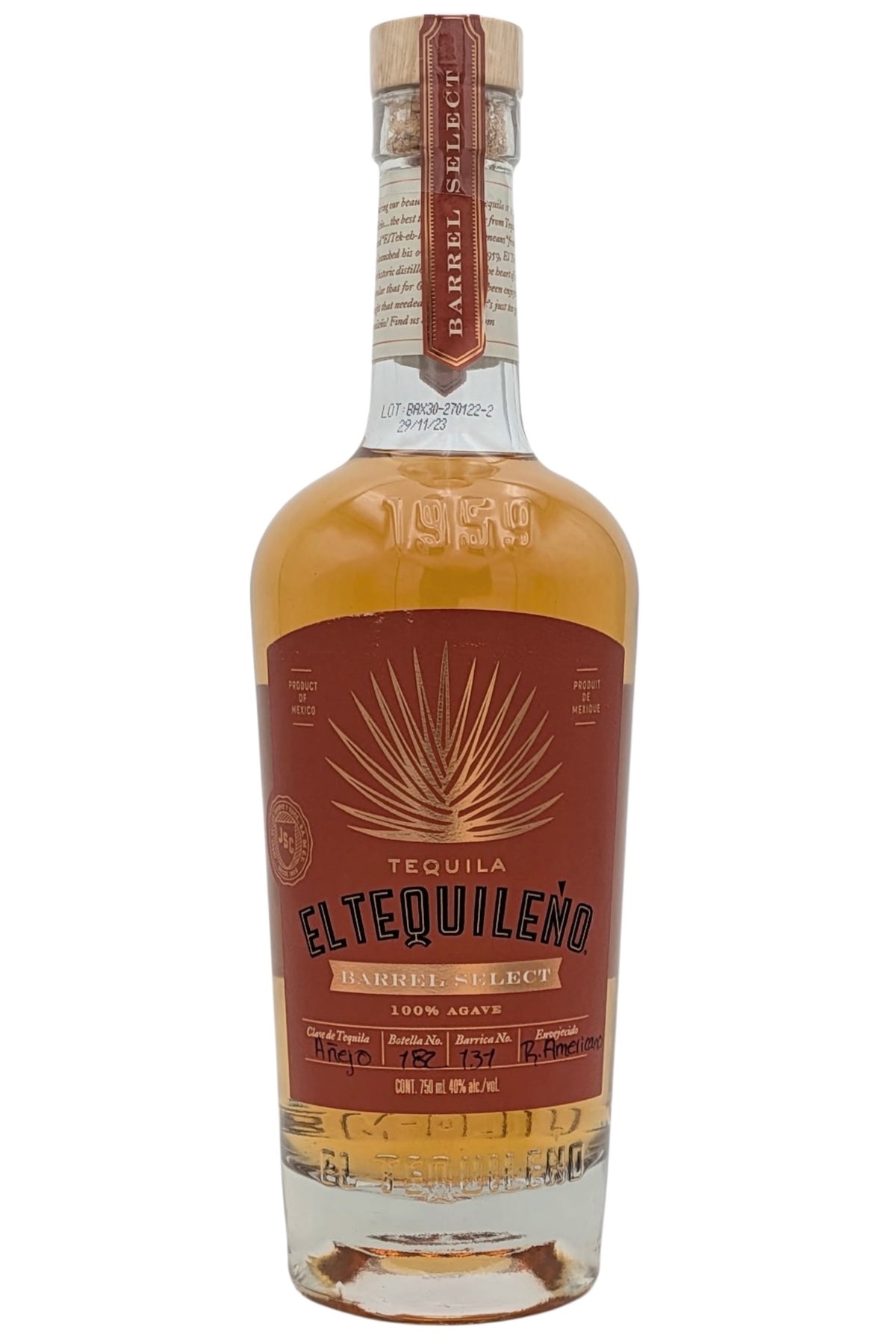 El Tequileno Barrel Select Anejo Tequila