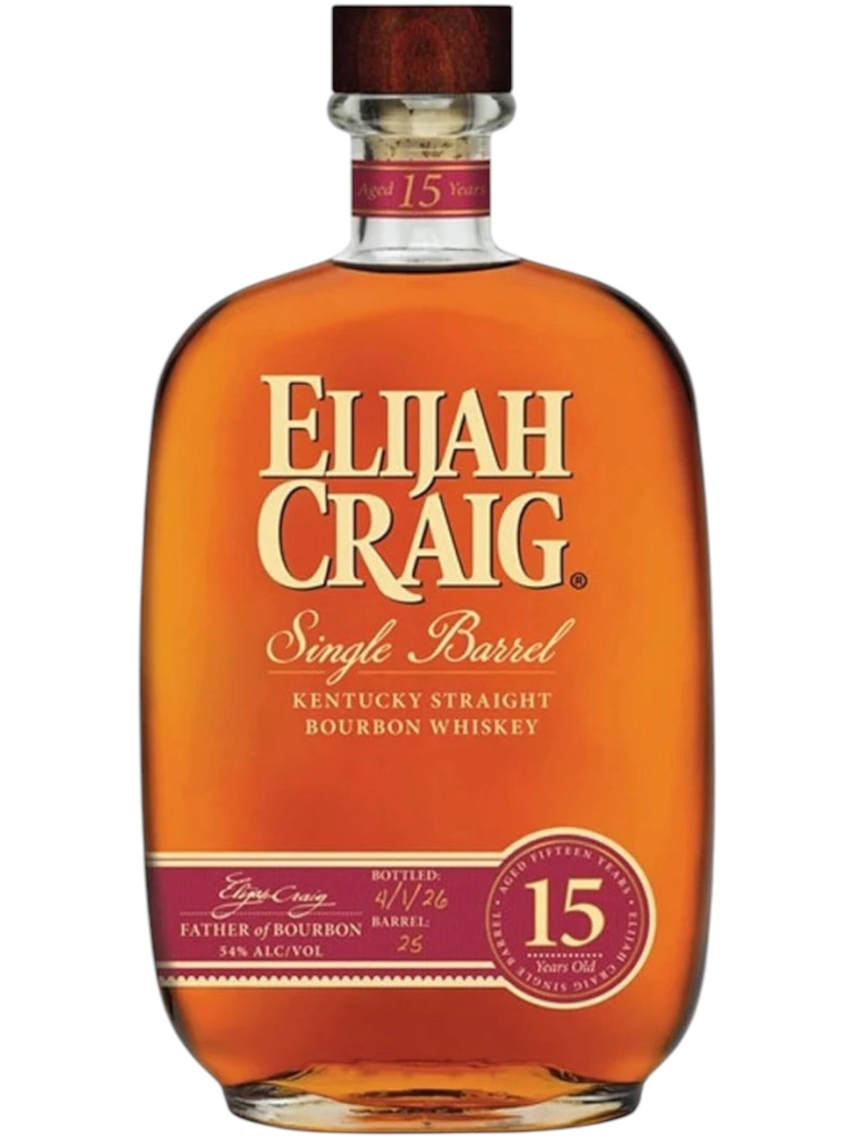 Elijah Craig 15 Year Single Barrel Bourbon Whiskey
