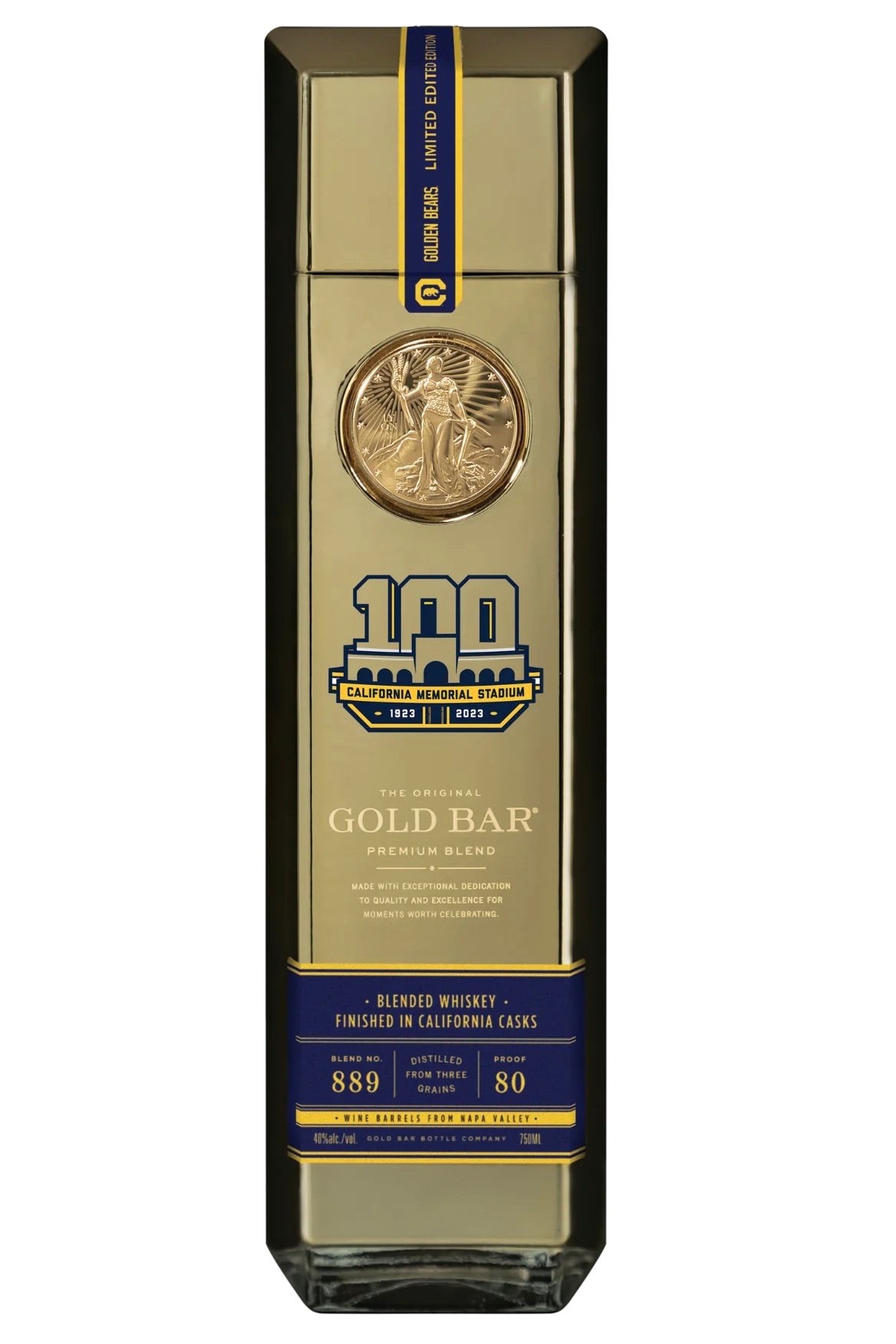 Cal Memorial Stadium Gold Bar 100th Anniversary American Whiskey Limited Edition