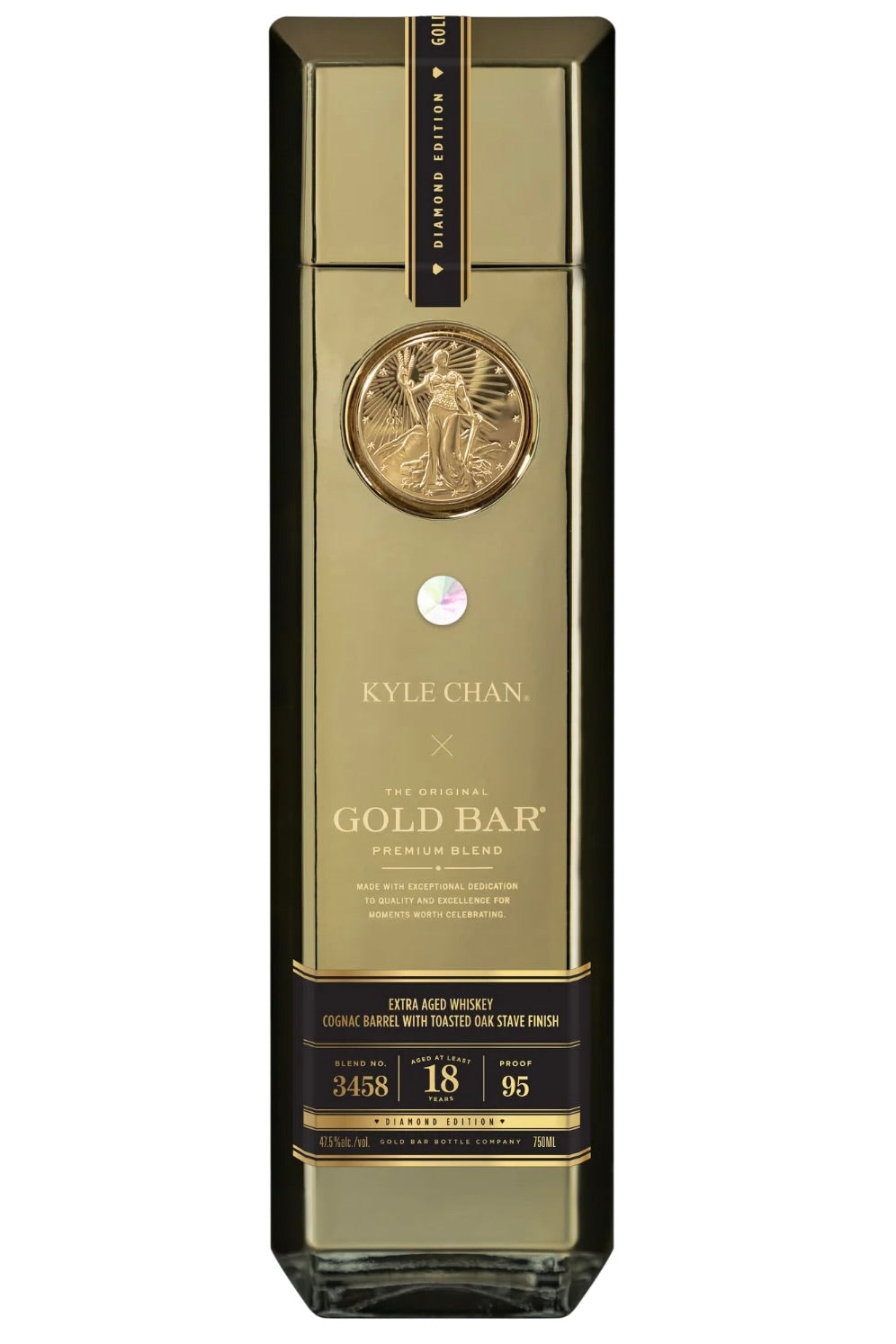 Gold Bar Diamond Edition Blended 18 Year Old American Whiskey Cognac Barrel with Toasted Oak Finish