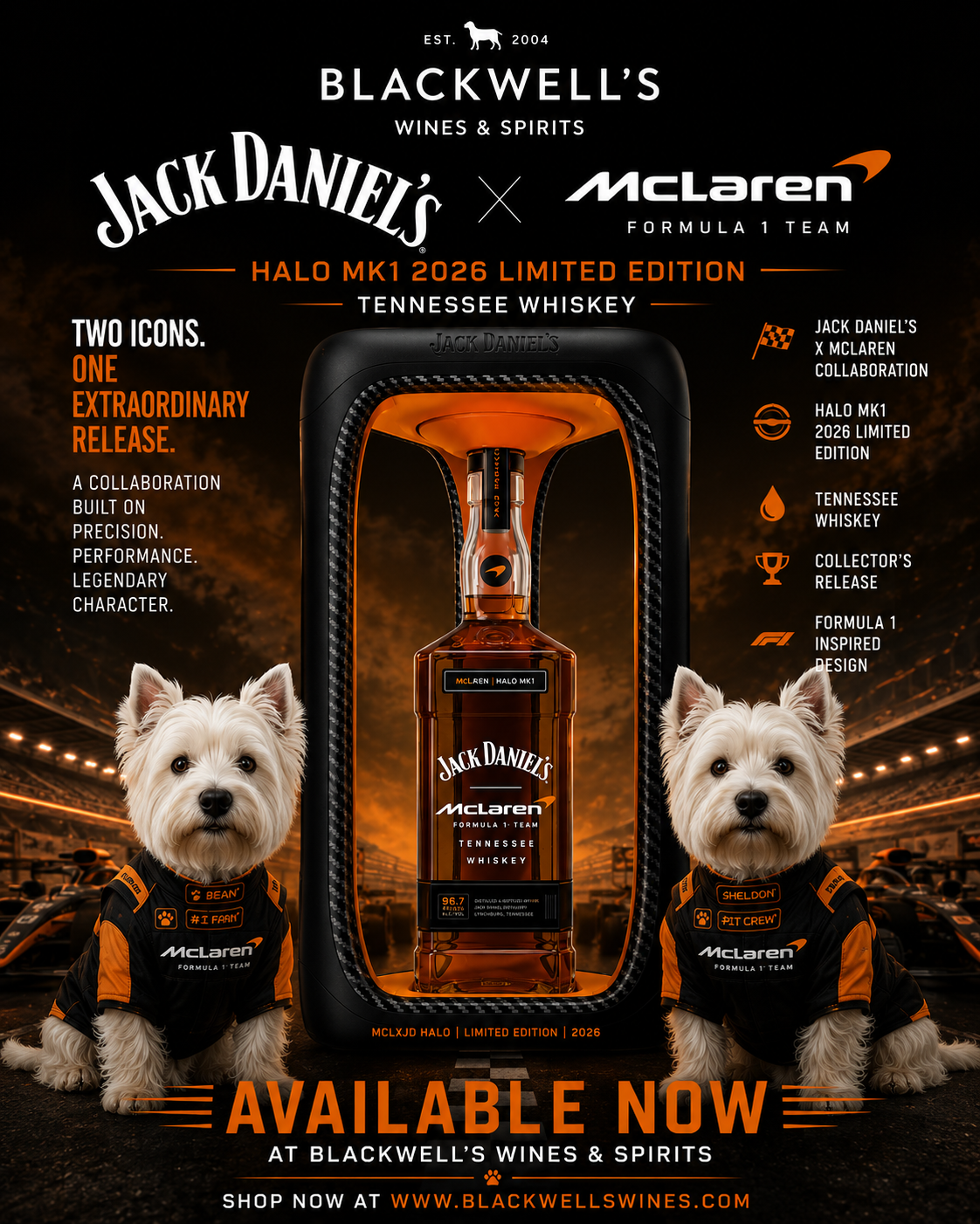 Jack Daniel’s x McLaren HALO MK1 2026 Limited Edition Tennessee Whiskey 1000ml