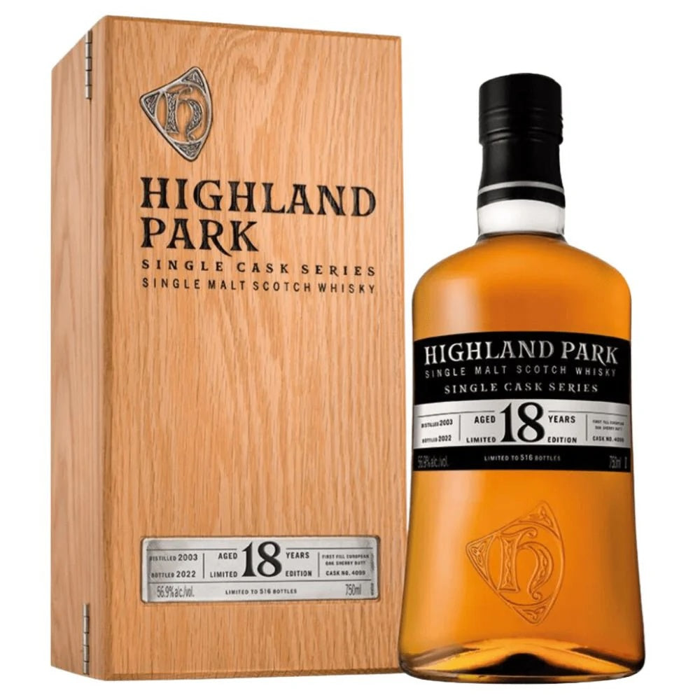 Highland Park Single Cask Single Malt Scotch Whisky Cask No 4099 18 Year Old 2003 First Fill Sherry European Oak Butt Gordon Motion 515 Bottles California Exclusive 113.8 Proof 56.9% ABV 750ml