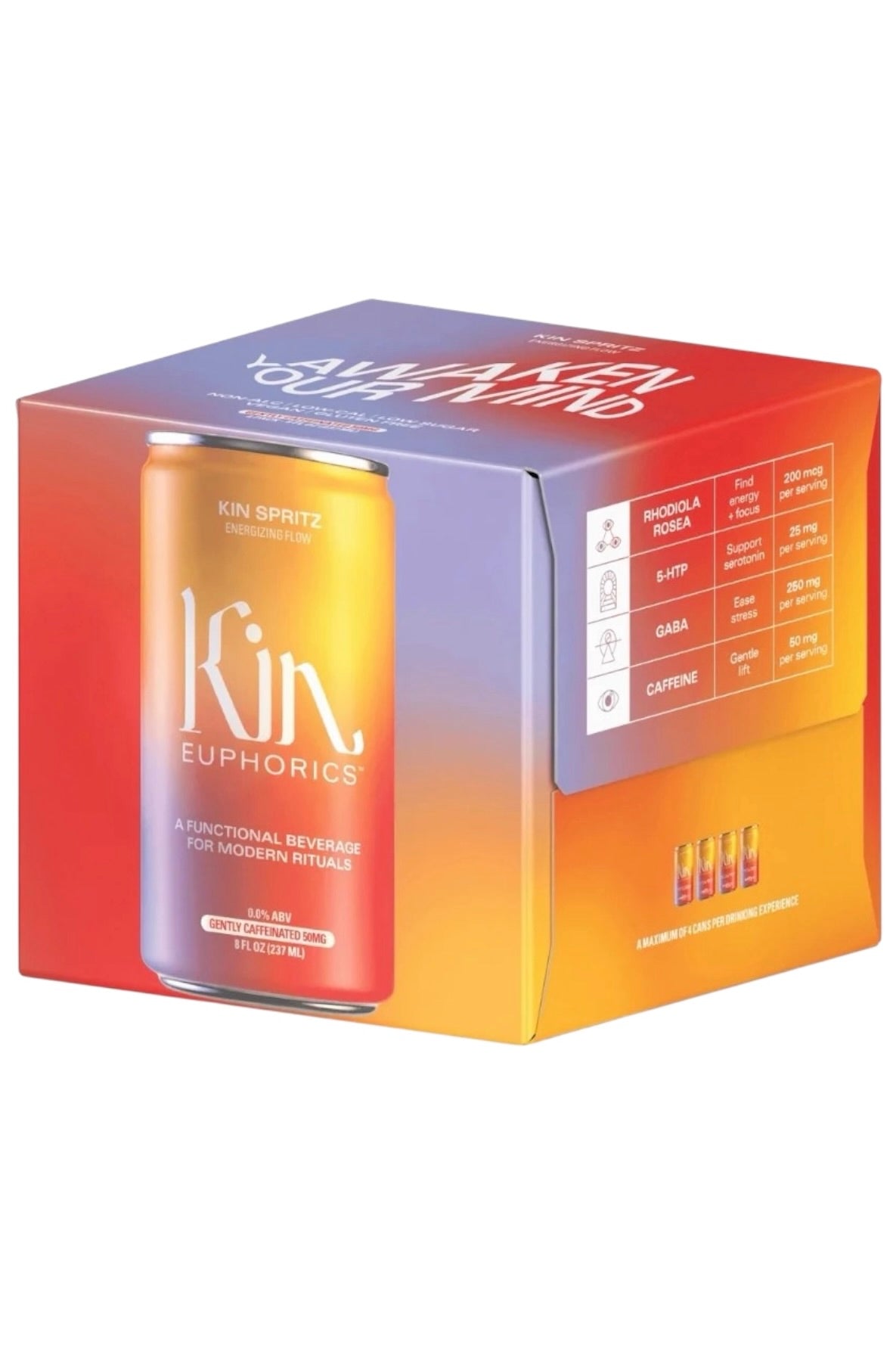 Ken Euphorics Spritz Caffeinated Non Alcoholic 4 x 8oz Cans