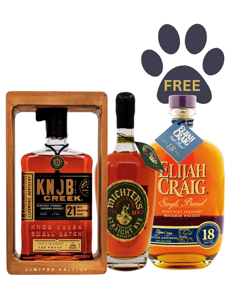 Knob Creek 21, Michter's 10 Rye + Free Elijah Craig 18