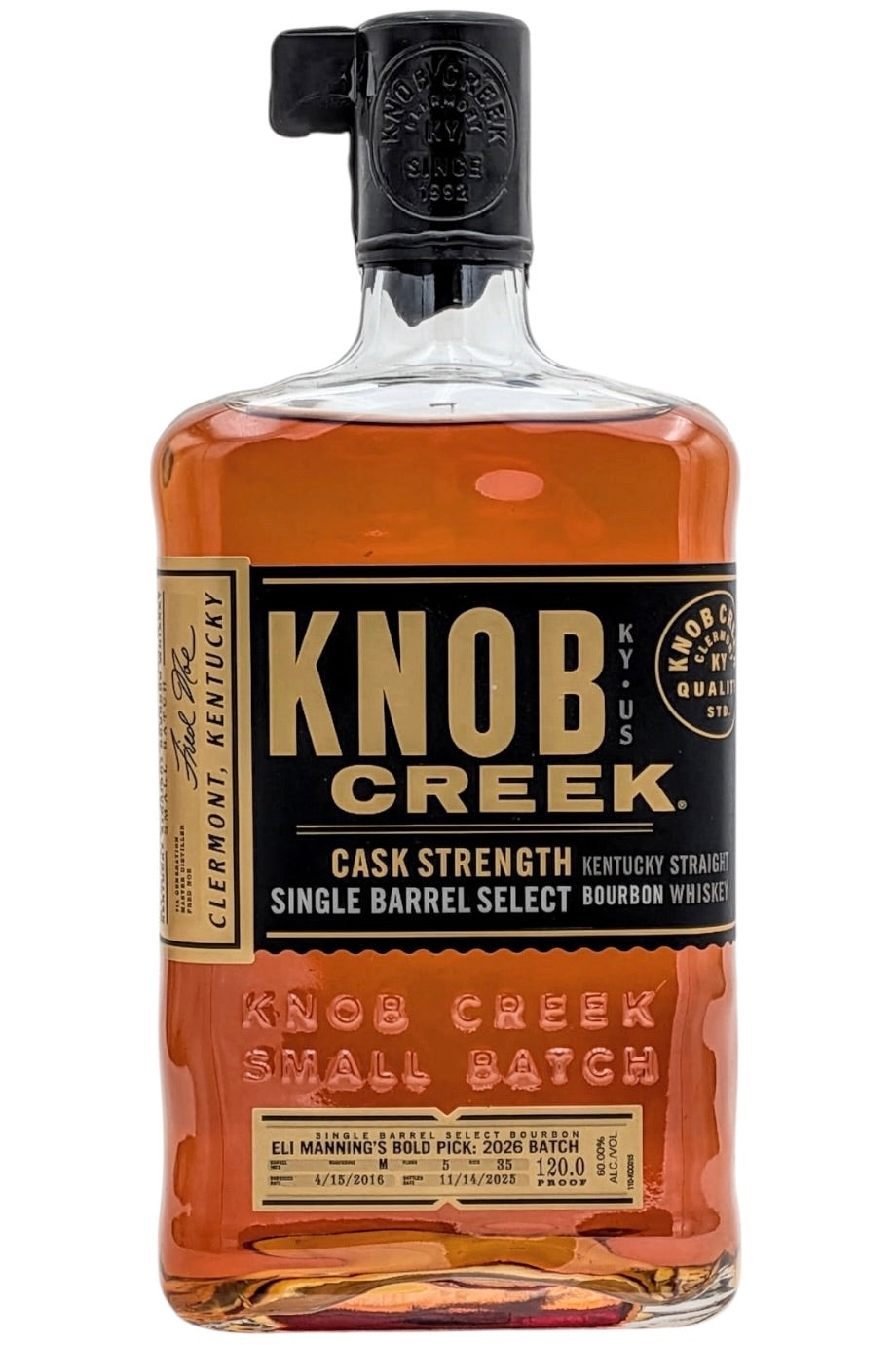 Knob Creek Eli Manning's Bold Pick 2026 Batch 9 Year Single Barrel Select Kentucky Straight Bourbon Whiskey 120 Proof 750ml
