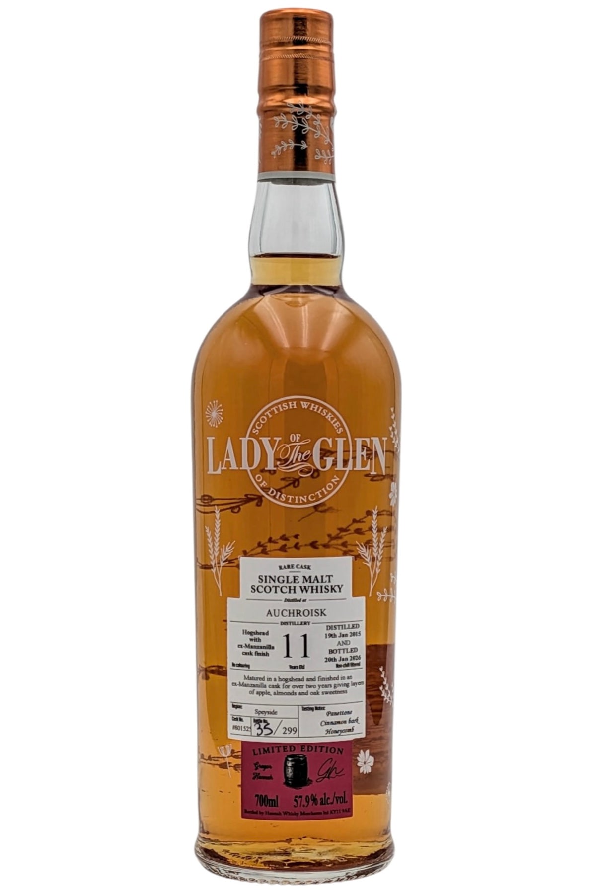 Lady of the Glen Auchroisk 11 Year Old Manzanilla Finish Cask #801525 Speyside Single Malt Scotch Whisky 700ml