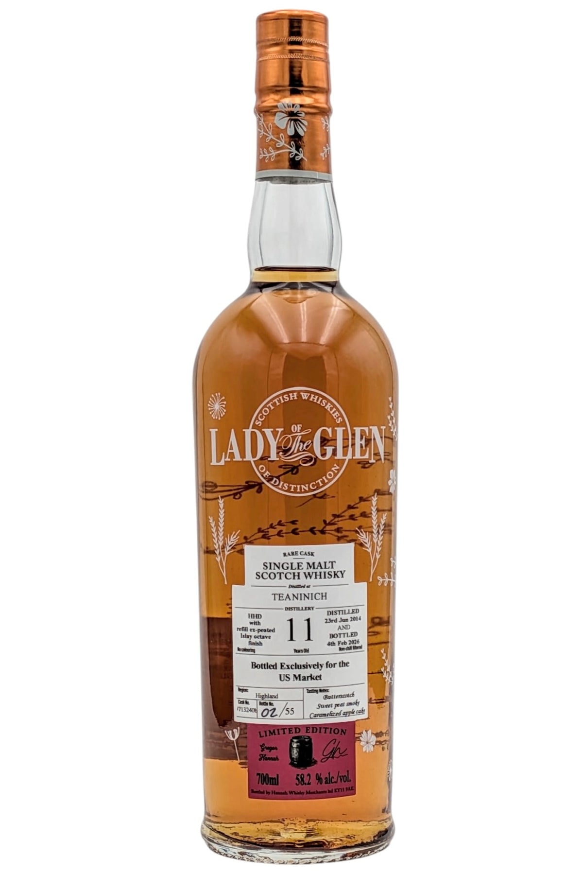 Lady of the Glen Teaninich 11 Year Old Refill Ex-Peated Islay Octave Finish Cask #713240b Highland Single Malt Scotch Whisky 700ml (US Exclusive)