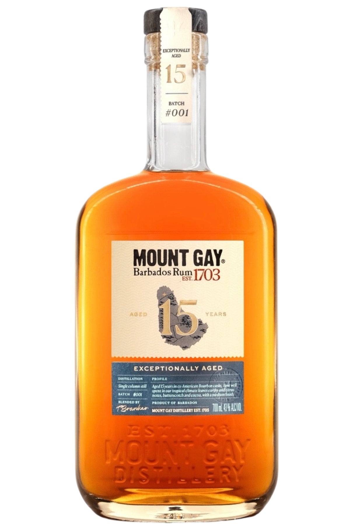 Mount Gay Exceptionally Aged 15 Year Old Rum Barbados 700ml