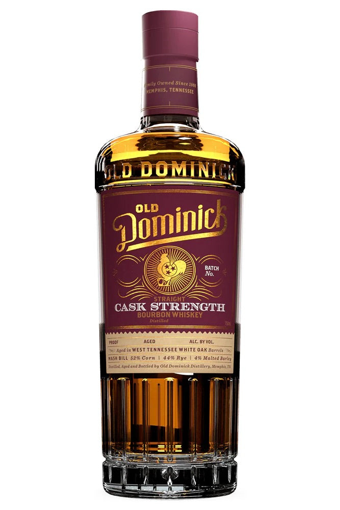 Old Dominick Cask Strength Straight Bourbon Whiskey 52% Corn 44% Rye 4% Malted Barley High Rye Memphis Tennessee Six Barrel Small Batch Uncut Unfiltered Alex Castle Master Distiller Best in South Spirits Award 750ml